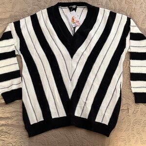 Black and White Striped Women's Sweater
